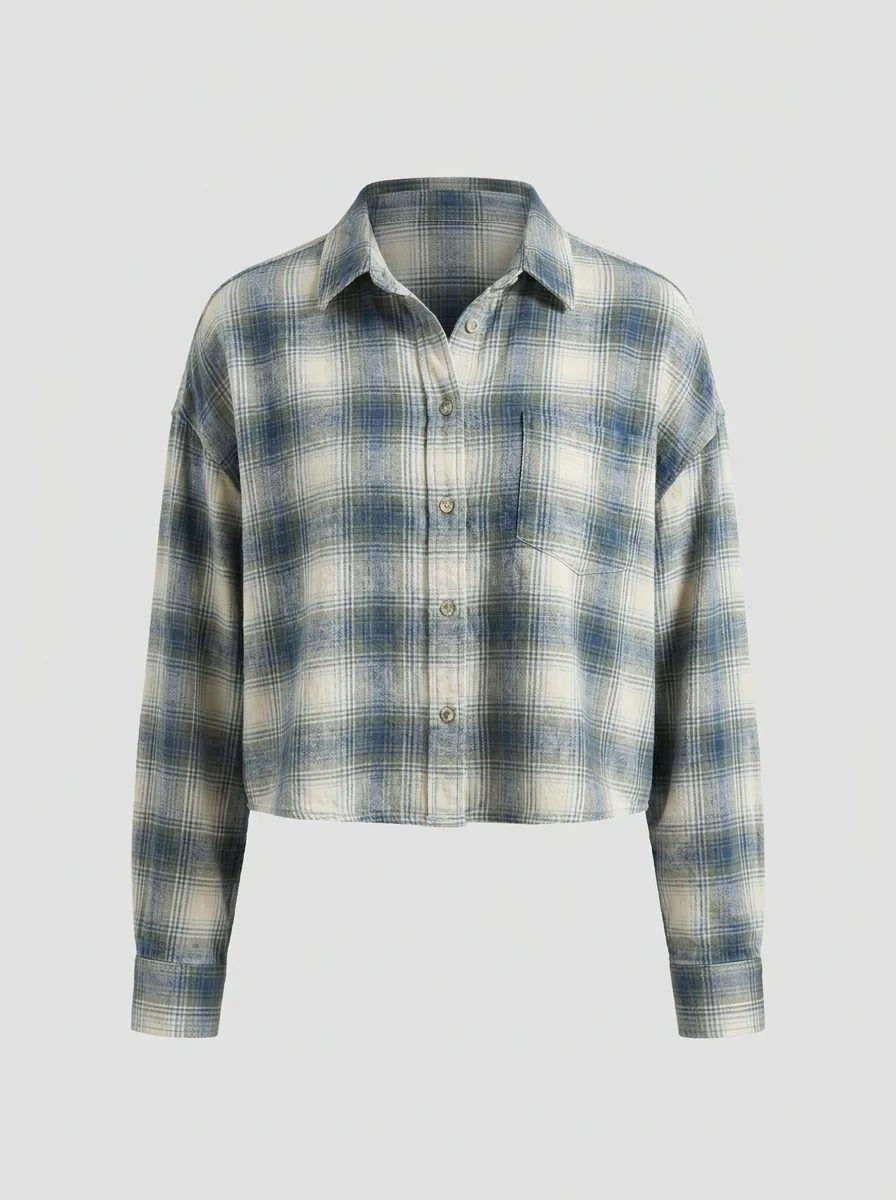 Croptop Flanel Wanita Casual